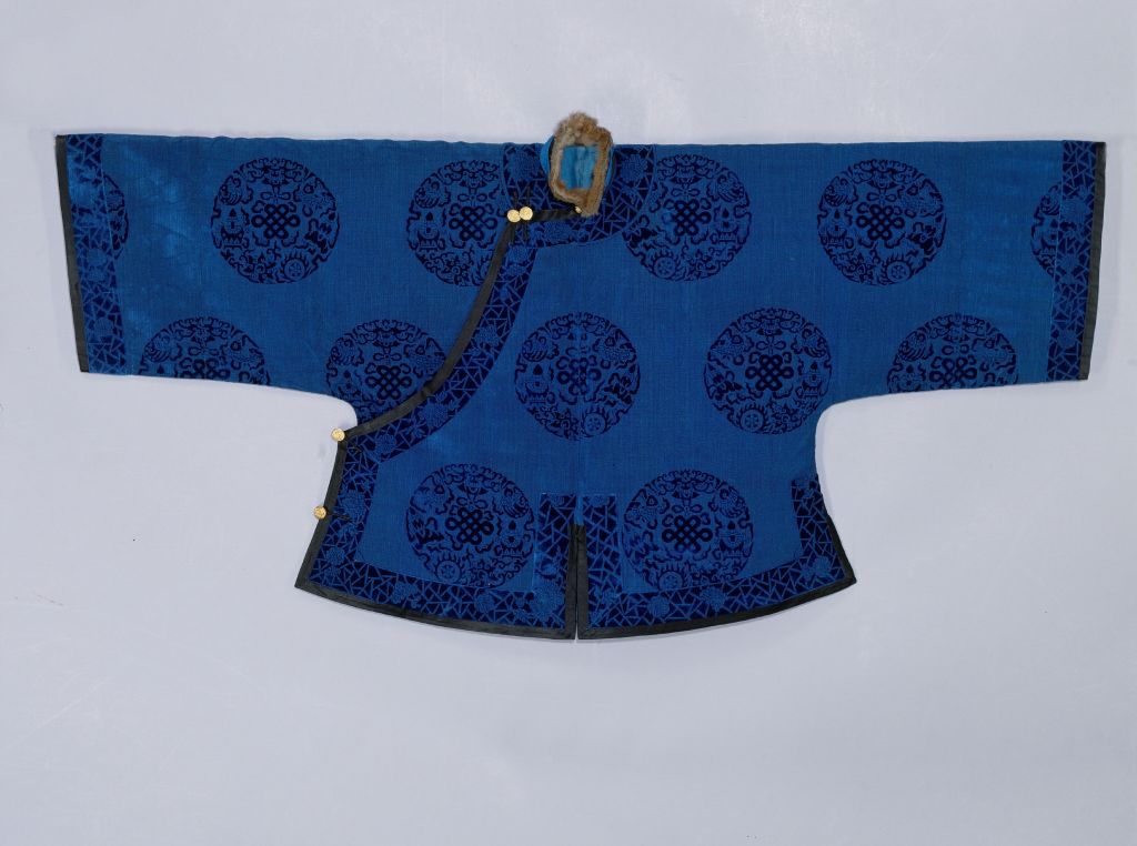 图片[1]-Blue Zhangrong Tuan Eight Treasures Large Front Mandarin Coat-China Archive